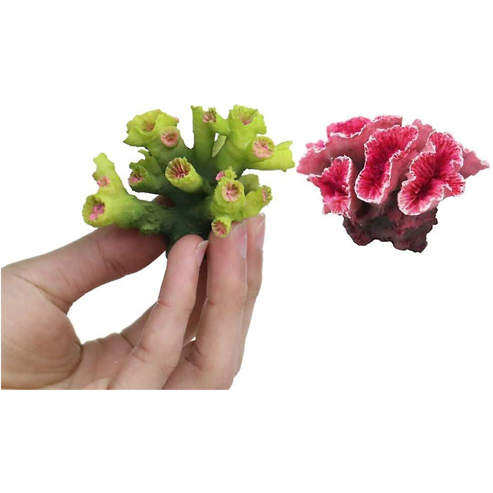 Kikidex (As Show, One Size) 2 Pack Polyresin Coral Ornaments, Aquarium Coral Decor For Fish Tank Aquarium Decoration Small Size Orange
