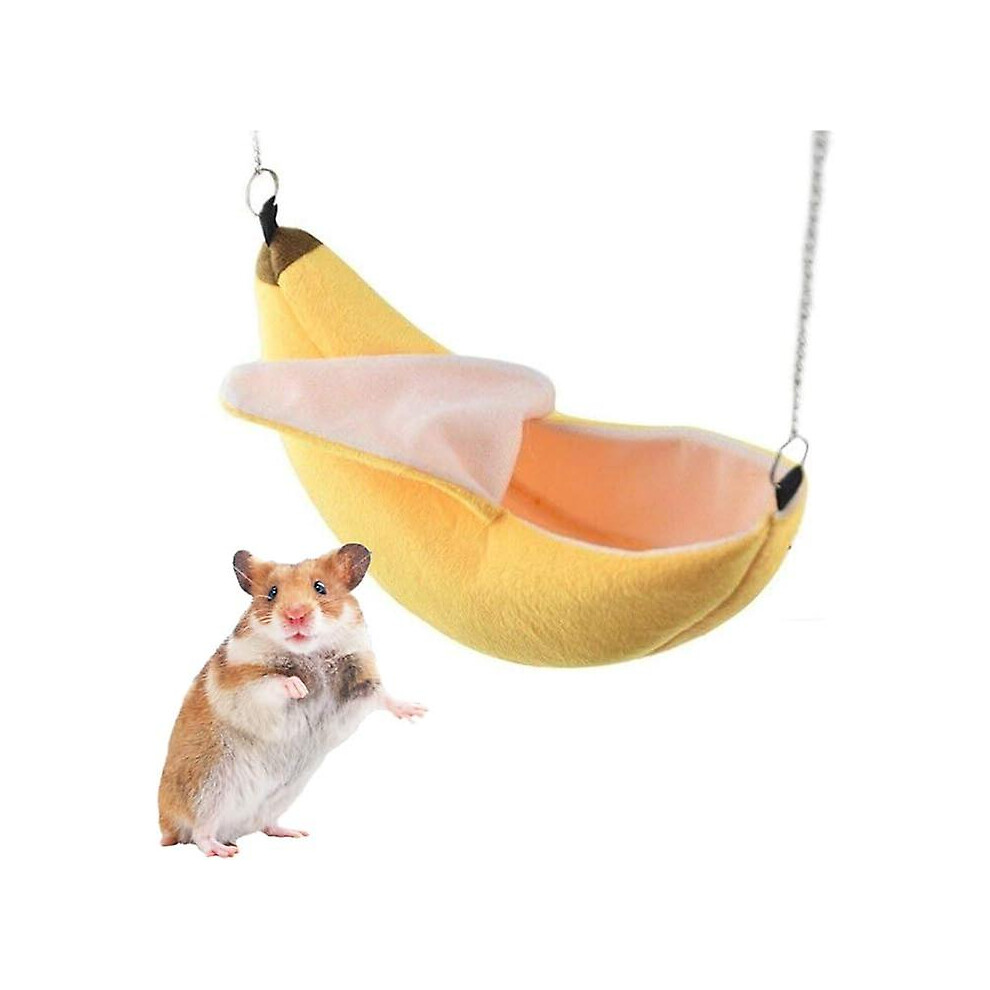 Kikidex (As Show, One Size) Banana Hamster Bed House Hammock Small Animal Warm Bed House Cage Nest Hamster Accessories For Sugar Glider Hamster Small Bird Pet