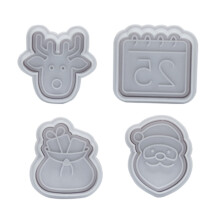 4 Pieces DIY Christmas Style Cookie Cutters Plastic 3D-Type A