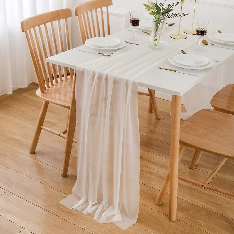 Kikidex (As Show, One Size) Table Runner Tulle Chiffon Table Runner Wedding Table Runner Light
