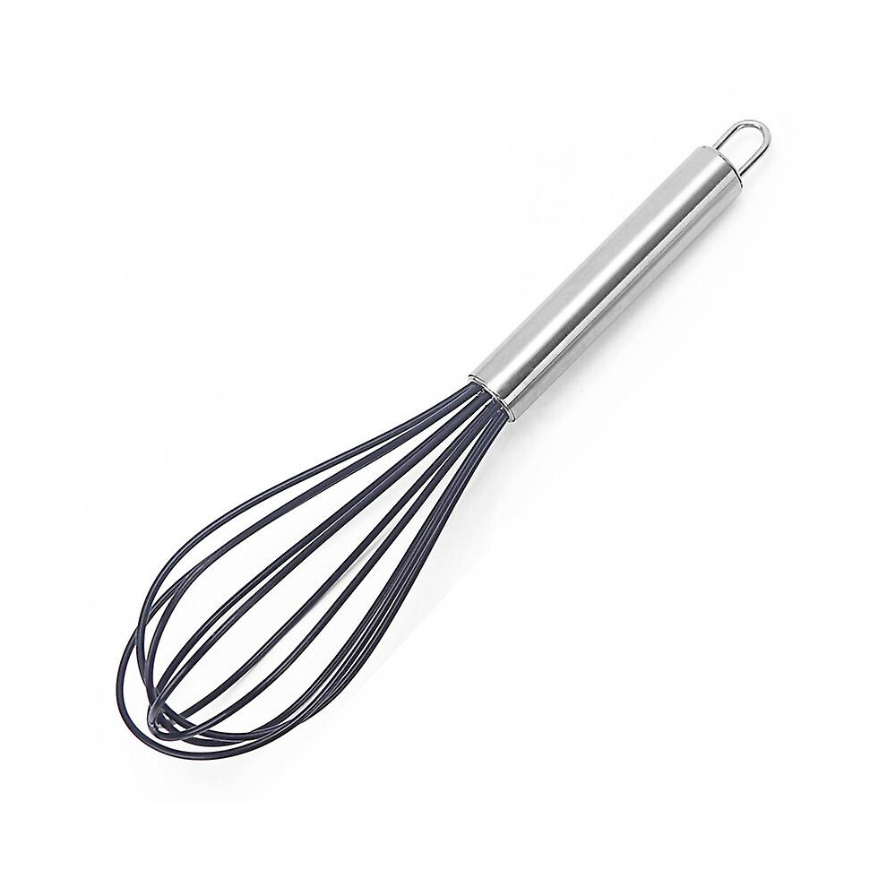 Kikidex (As Show, One Size) 10 Inch Silicone Egg Whisk Stainless Steel Handle Manual Egg Whisk Household Egg Whisk
