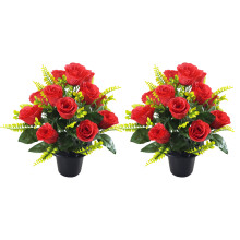 2pcs Durable Artificial Roses Realistic Silk Roses-Red