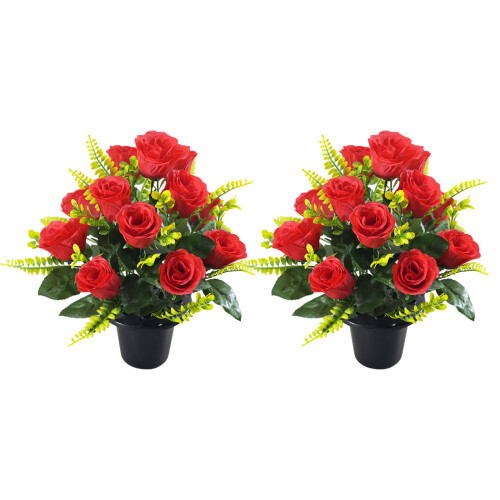 2pcs Durable Artificial Roses Realistic Silk Roses-Red