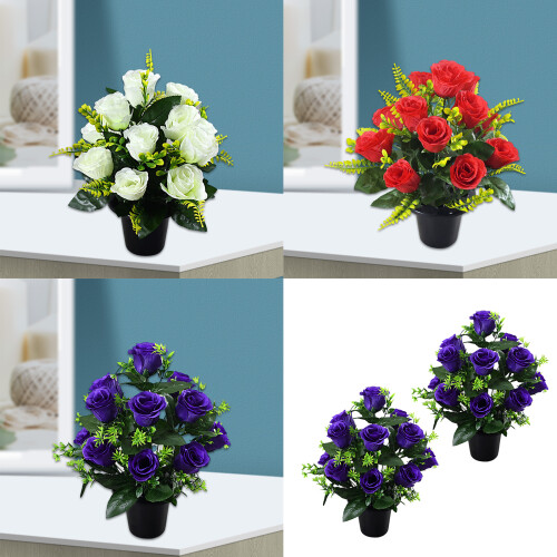 2pcs Durable Artificial Roses Realistic Silk Roses-Red 2