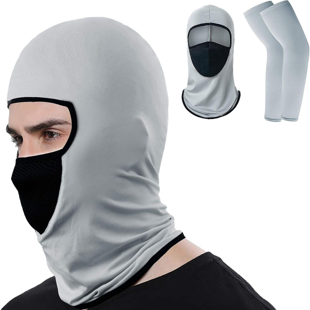 Kikidex (As Show, One Size) Balaclava Riding Face Mask - Uv Protector Cooling Neck Gaiter With Ice Silk Arm Cover Sleeves For Men/Women