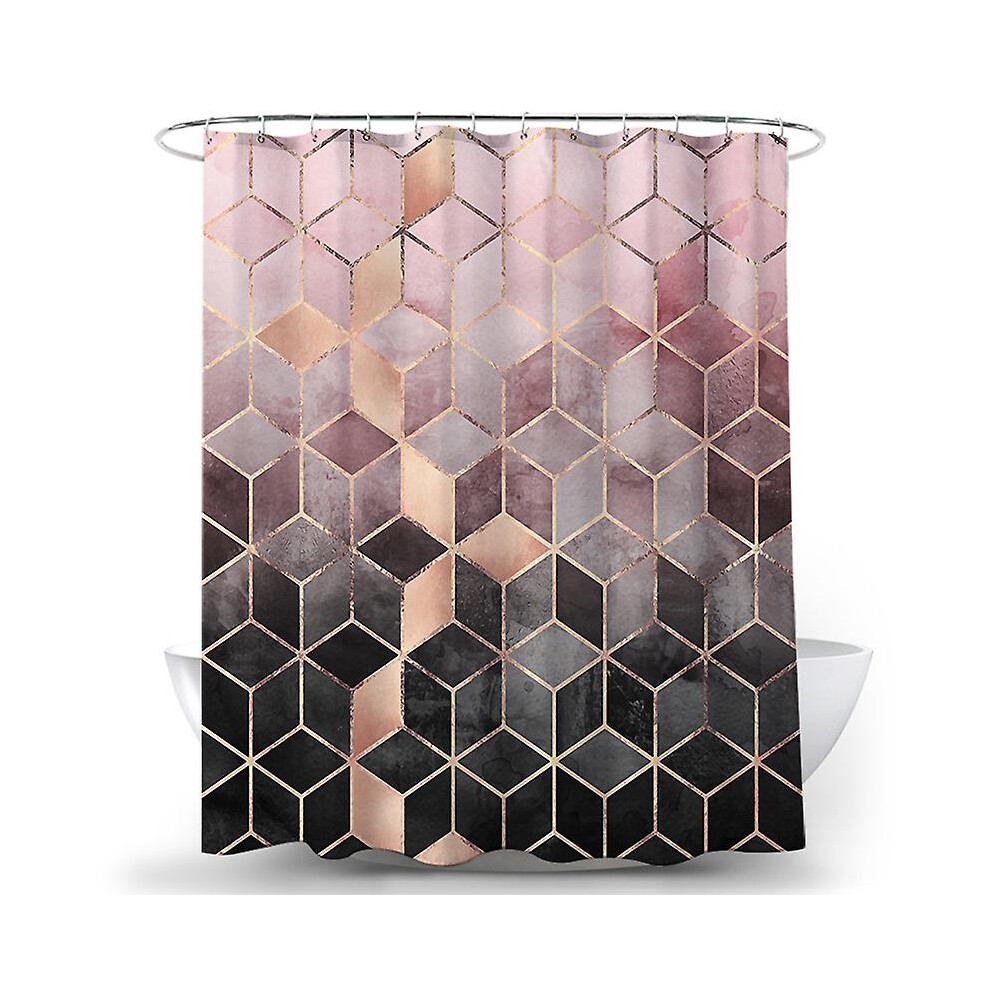 Kikidex (As Show, One Size) Anti-Mold And Waterproof Geometric Pattern Shower Curtain