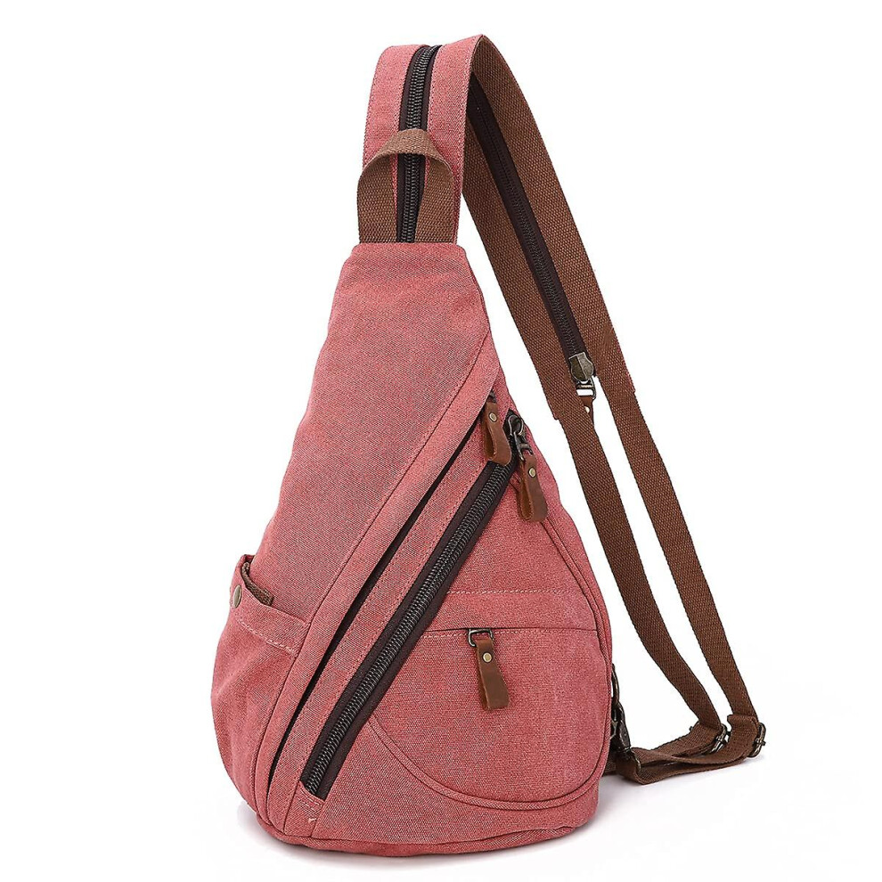 Kikidex (As Show, One Size) Chest Bag Crossbag Canvas Sling Bag Shoulder Backpack Women Men