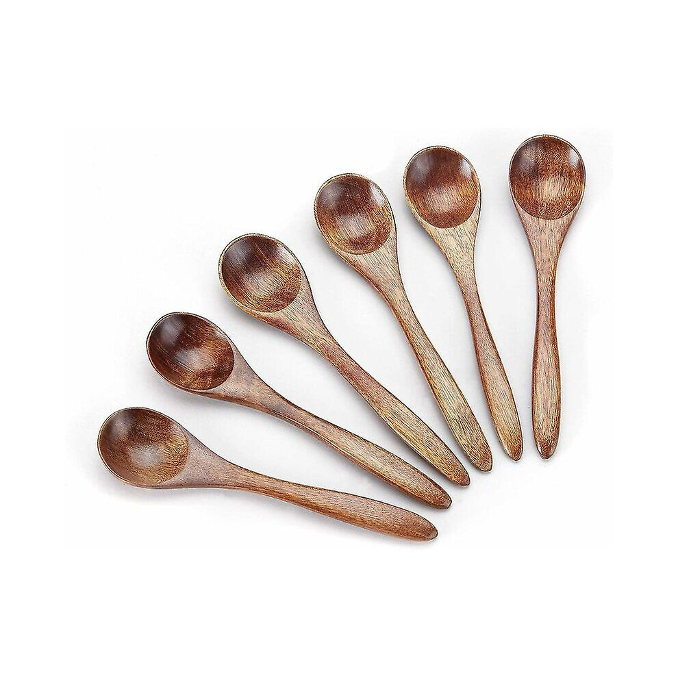 Kikidex (As Show, One Size) 6Pcs Wooden Small Spoons, Small Wooden Teaspoons Serving Wooden Utensils For Cooking Small Condiment Spoons