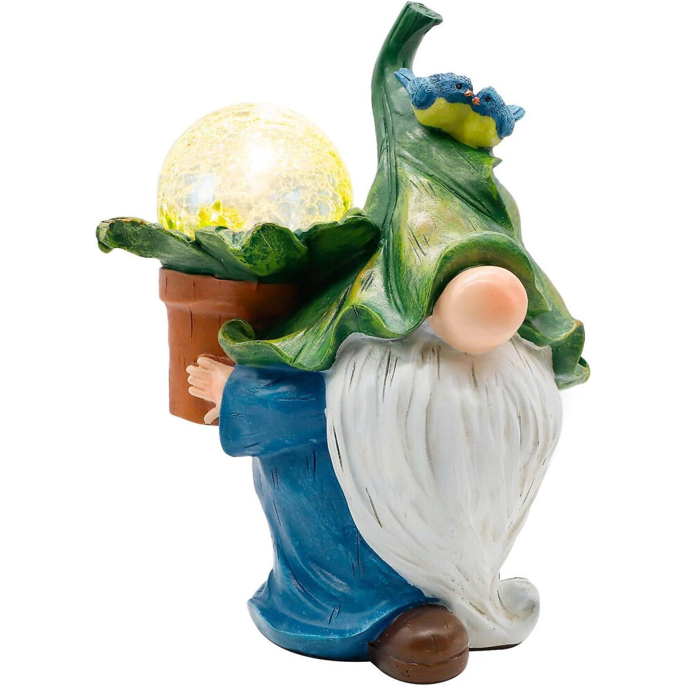 Kikidex (As Show, One Size) Garden Gnome Statue With Solar Led Lights, Resin Gnome Figurine Carrying Magic Orb, Outdoor Gnomes Garden Decorations Fo