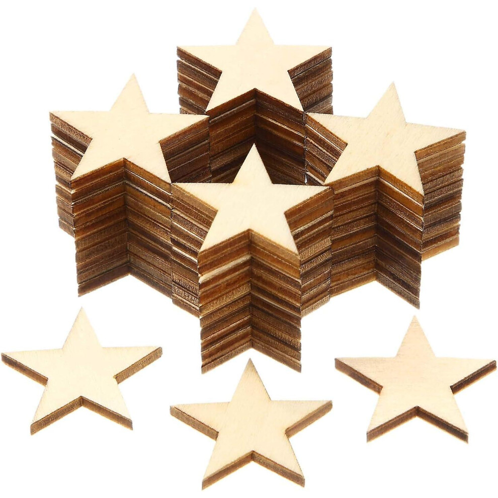 Kikidex (As Show, One Size) 300 Pieces Star Shape Unfinished Wood Pieces,For Craft Project And Decoration (1 Inch)