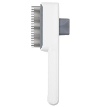 Flea Comb For Cats And Dogs Self-Cleaning With Release Button Stainless Steel Teeth Non-Slip Handle 3.7x7.8 Inch