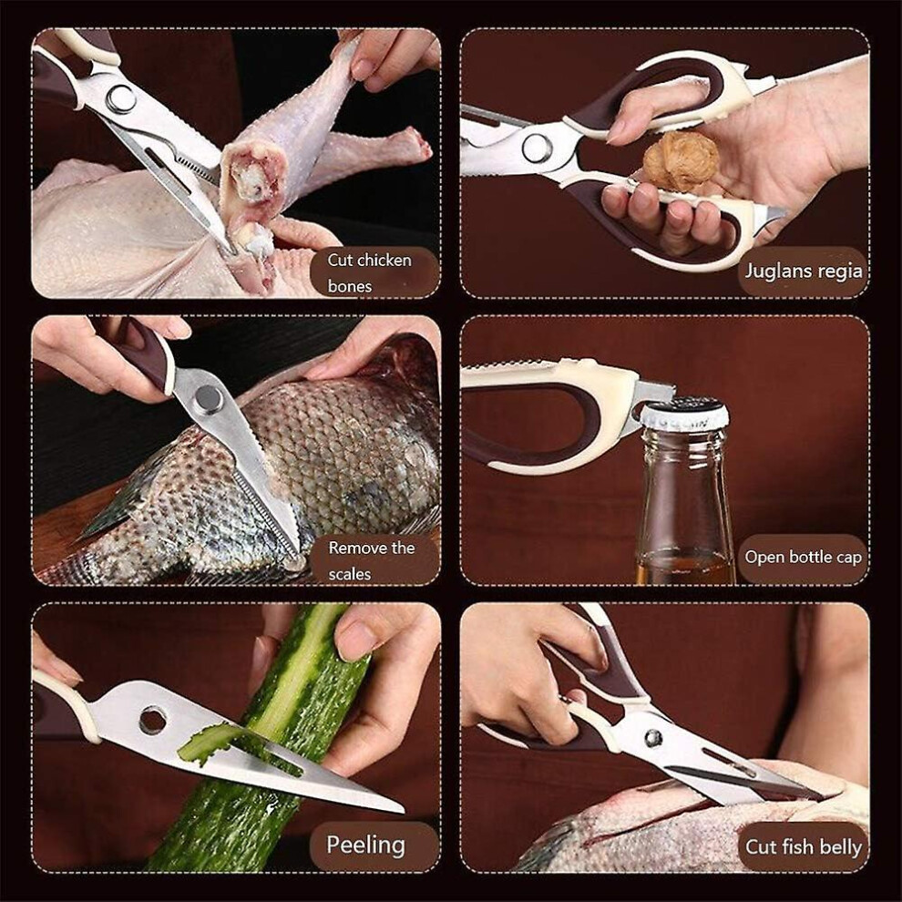 Kikidex (As Show, One Size) Kitchen Scissors, Multifunction Scissors Poultry Scissors, Household Scissors For Chicken Fish Poultry Vegetables Herbs