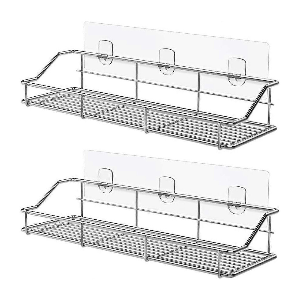 Kikidex (As Show, One Size) Shower Caddy Bathroom Shelf Basket Toilet Kitchen Spice Rack Sus304 Stainless Steel No Drilling - 2 Pack