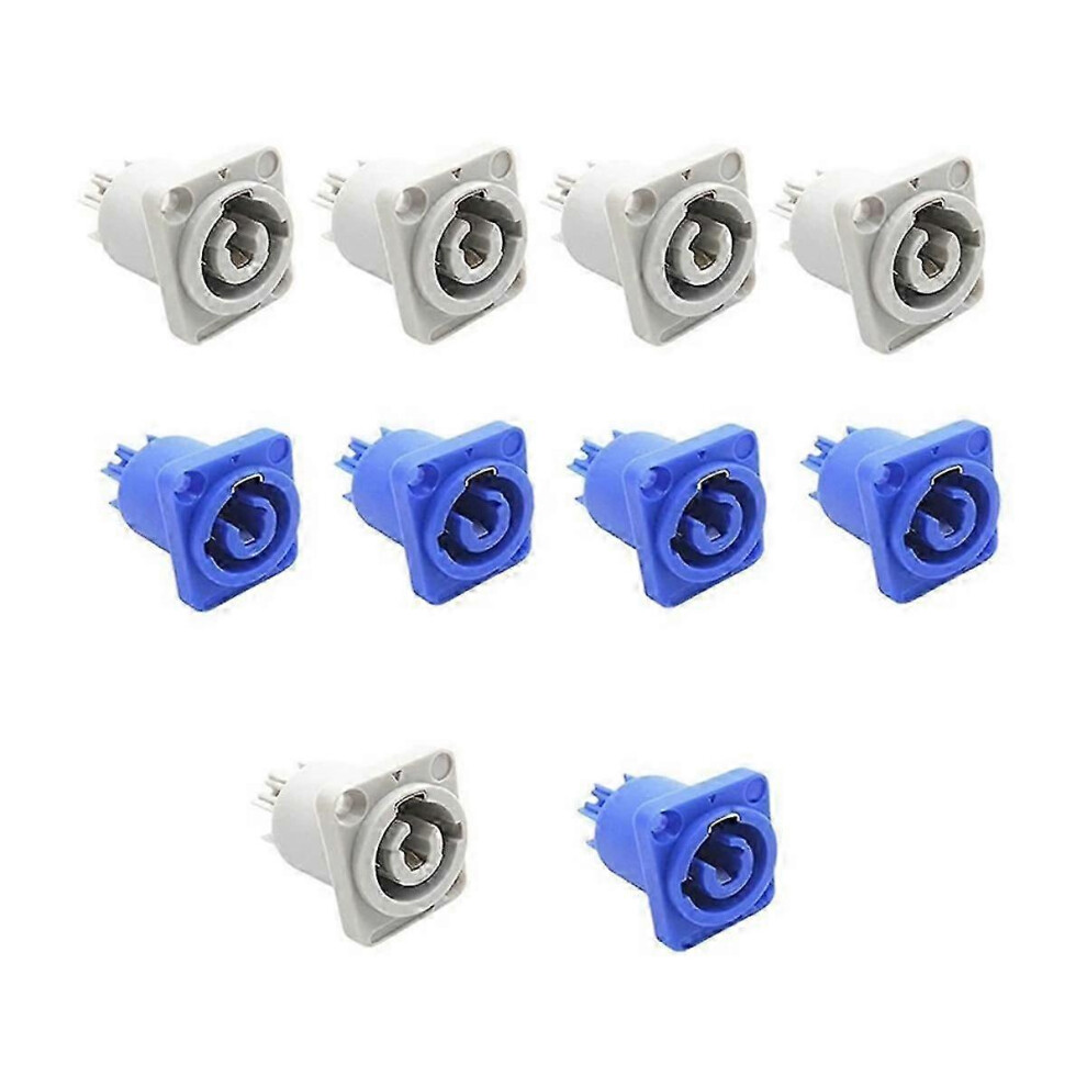 Pack of 10 Powercon 3-pin 20A 250V AC connectors NAC3MPA-1 NAC3MPB-1, blue and green output connector