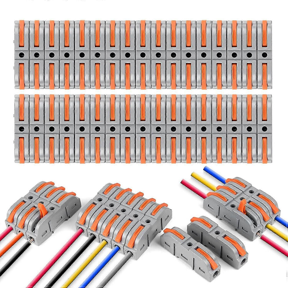 Quick-connect electrical connectors with lever, 34 quick-connect terminals, 1 wire, 2 inputs, quick electrical terminal block, cable wire connector