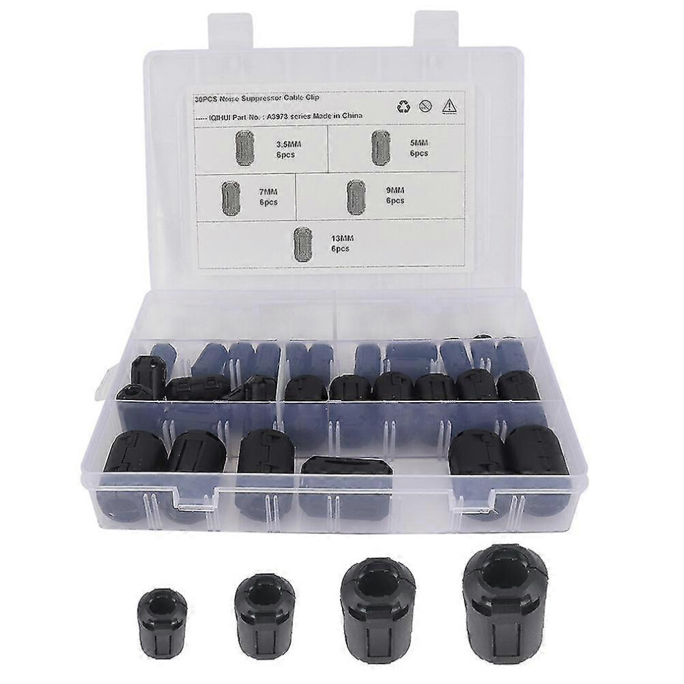 Pack of 30 ferrite noise reduction rings for power cords