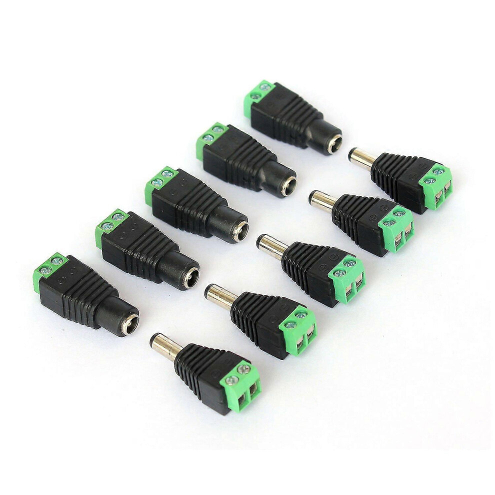 10x Male/Female DC Connector for CCTV Camera 2.1 x 5.5 mm