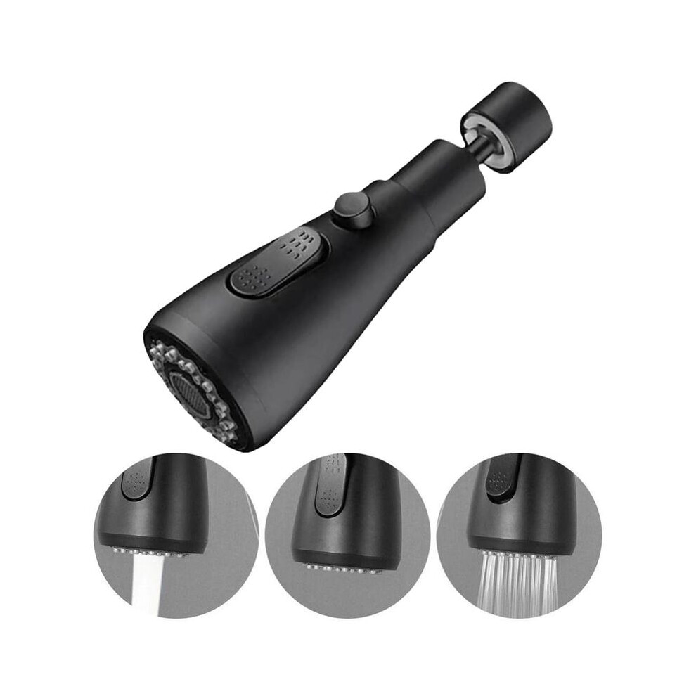 (Black) 360 Kitchen Sink Faucet Tap Water Spray Head Swivel Extender Nozzle Replacement 5052987517519