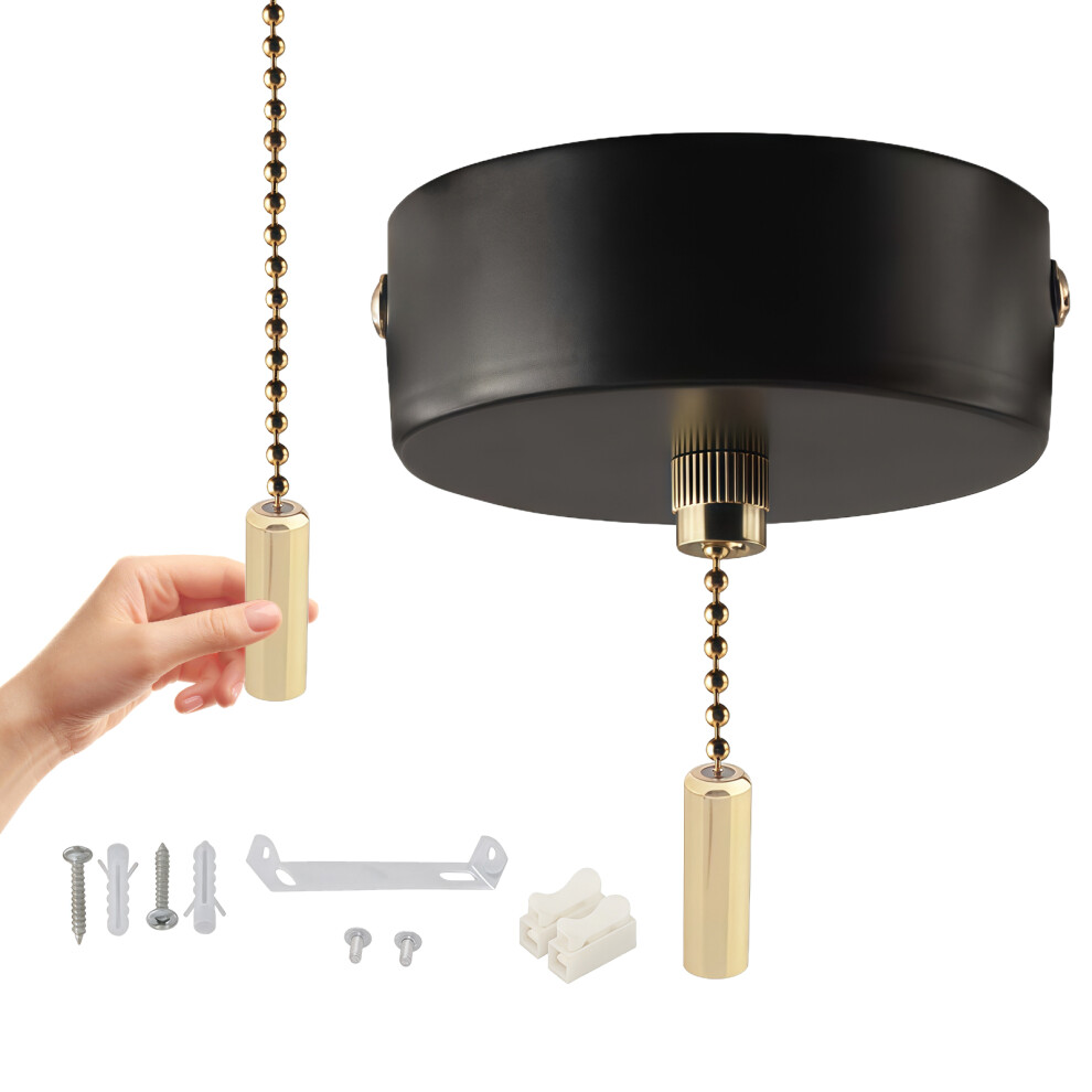 Metal Pull Chain Light Switches 150Cm Cord 60Mm Diameter-Black 7704000063944