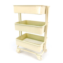 3 Tiers Mini Trolley Storage Rack Dollhouse Iron- Beige