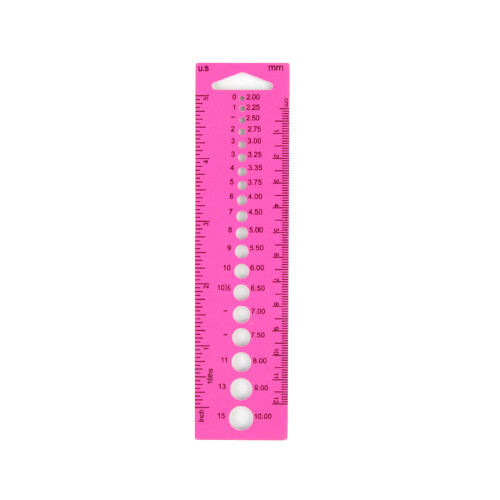 Knitting Needle Gauge Ruler Circle-Thickened Ruler Pink