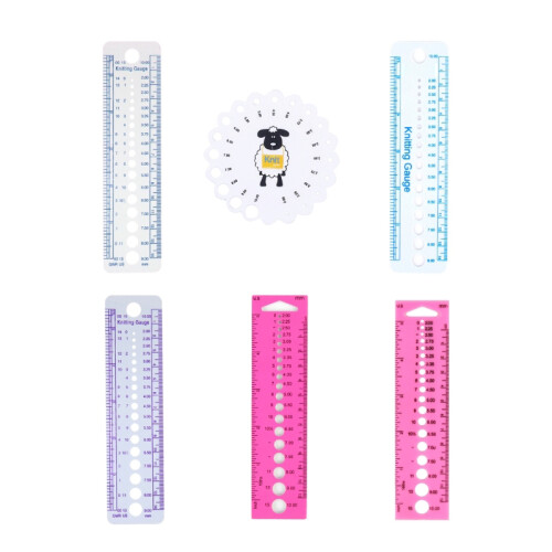 Knitting Needle Gauge Ruler Circle-Thickened Ruler Pink 2