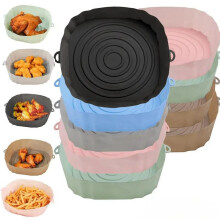 (Black, one-size) 2 Pack Silicone Air Fryer Liners, Reusable Baking Tray and Silicone Bowl, Essential Kitchen Accessories for Frying and Baking