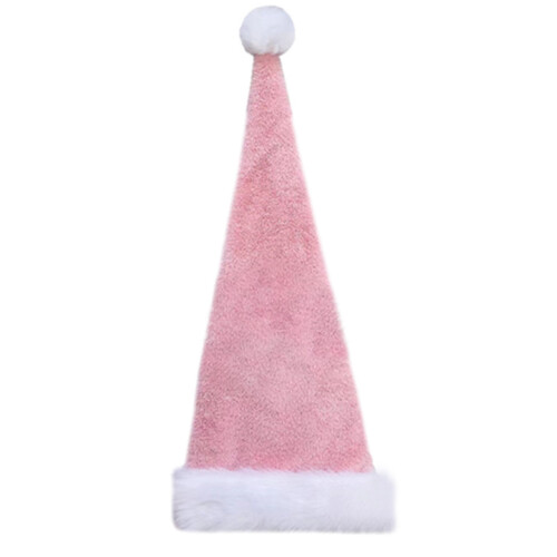 Long Christmas Hat Christmas Party Hat Plush-Pink Double layer