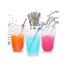 Resealable Smoothie Pouches with Straws - 16oz, 100 Count for Adult Use in Europe