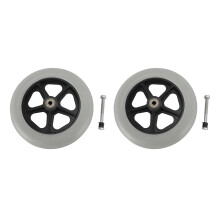 2x 20cm Ersatz-Räder Grau PU Metalllager für Rollstuhl