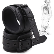 Leather Handcuffs With Plush Lining Unisex Bondage Restraints For Couples Sex Toys Bed Restraints Fetish Accessory