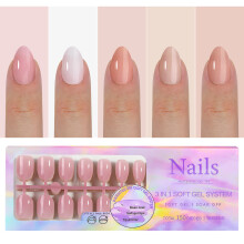 5 Colors Soft Gel Nail Tips Pre-applied Base Coat 15 Sizes DIY