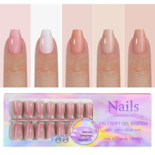 5 Colors Soft Gel Nail Tips Pre-applied Base Coat 15 Sizes for DIY