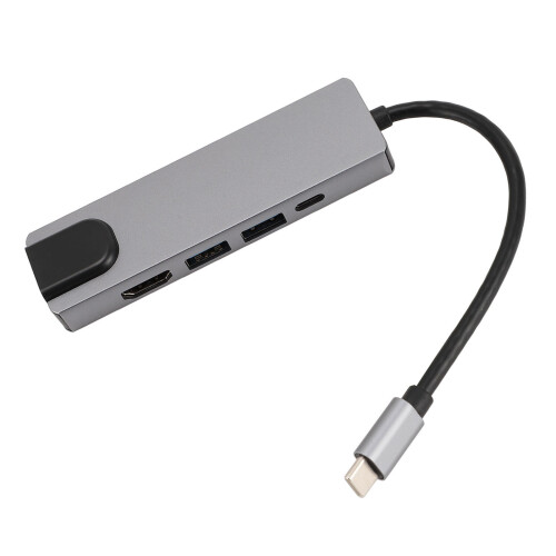 5-in-1-Type-C-Hub: 2xUSB 3.0, 4K@30Hz, RJ45, PD 2