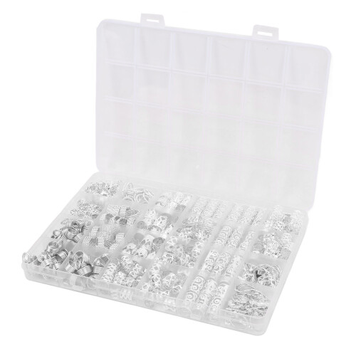 (Silver) 375st Zilveren Dreadlock Metalen Coils 2