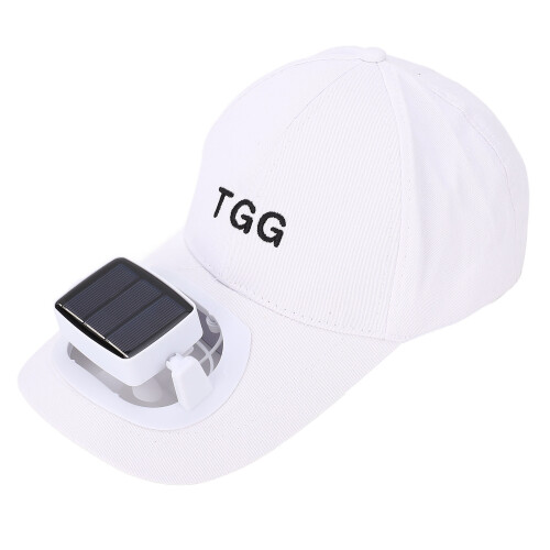 (White) Solar-Lüfter-Hut mit breiter Krempe UV-Schutz USB-Laden Rosa 2