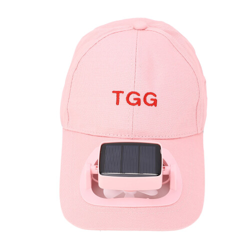 (Pink) Cappello Ventilatore Solare UV USB Tesa Larga Rosa 1