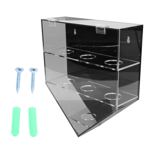 7 Holes Baseball Display Case Dustproof Wall Mounted Black
