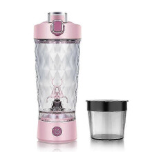 (Sakura Pink) 600ml USB Electric Portable Whey Protein Shaker bottle Fully Automatic Stirring Cup Rechargeable Gym BA Free Cocktail Blend