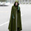 Dames Winter Capuchon Mouwloos Cape Met Knopen 4
