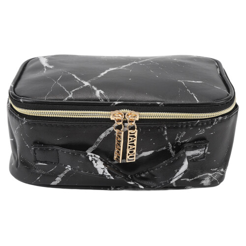Large Waterproof Marble PU Leather Toiletry Bag Black