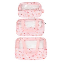 3 Maten Waterdichte Toilettas met Rits en Handvat, Roze