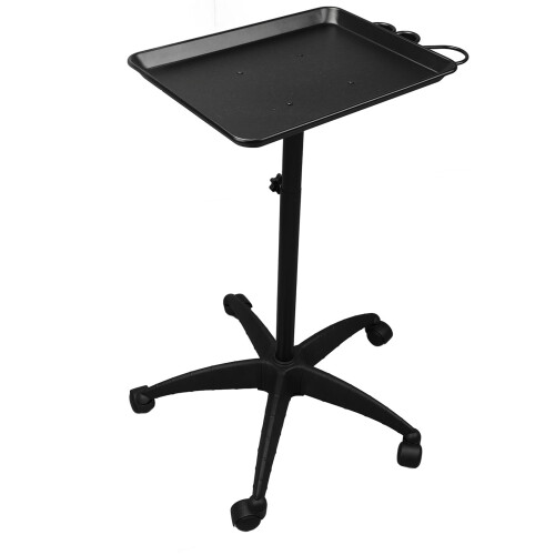 Carrello Salone Regolabile con Portasciugacapelli Nero 2
