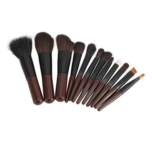 12 Delige Mini Make-up Kwastenset Bruin
