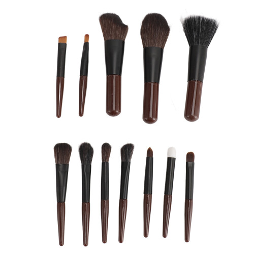 12 Delige Mini Make-up Kwastenset Bruin 1