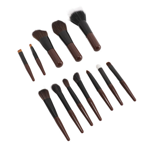 12 Delige Mini Make-up Kwastenset Bruin 2