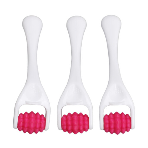 (Rose Red) 3er Set Gesichtsmassage-Roller Silikon Rose Rot