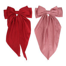 Doppelte Haarspange mit Langem Schweif Rot/Rosa