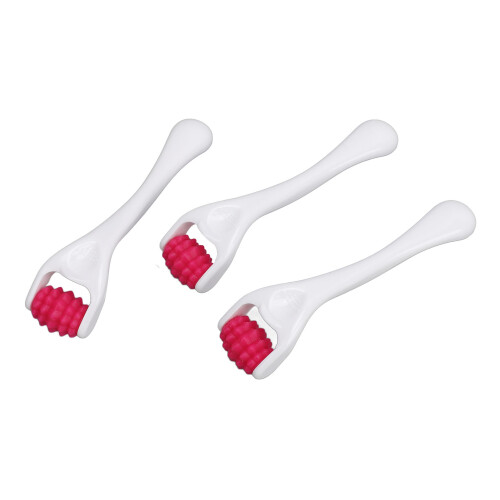 (Rose Red) 3er Set Gesichtsmassage-Roller Silikon Rose Rot 2