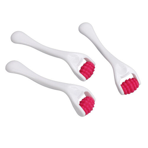 (Rose Red) 3er Set Gesichtsmassage-Roller Silikon Rose Rot 1